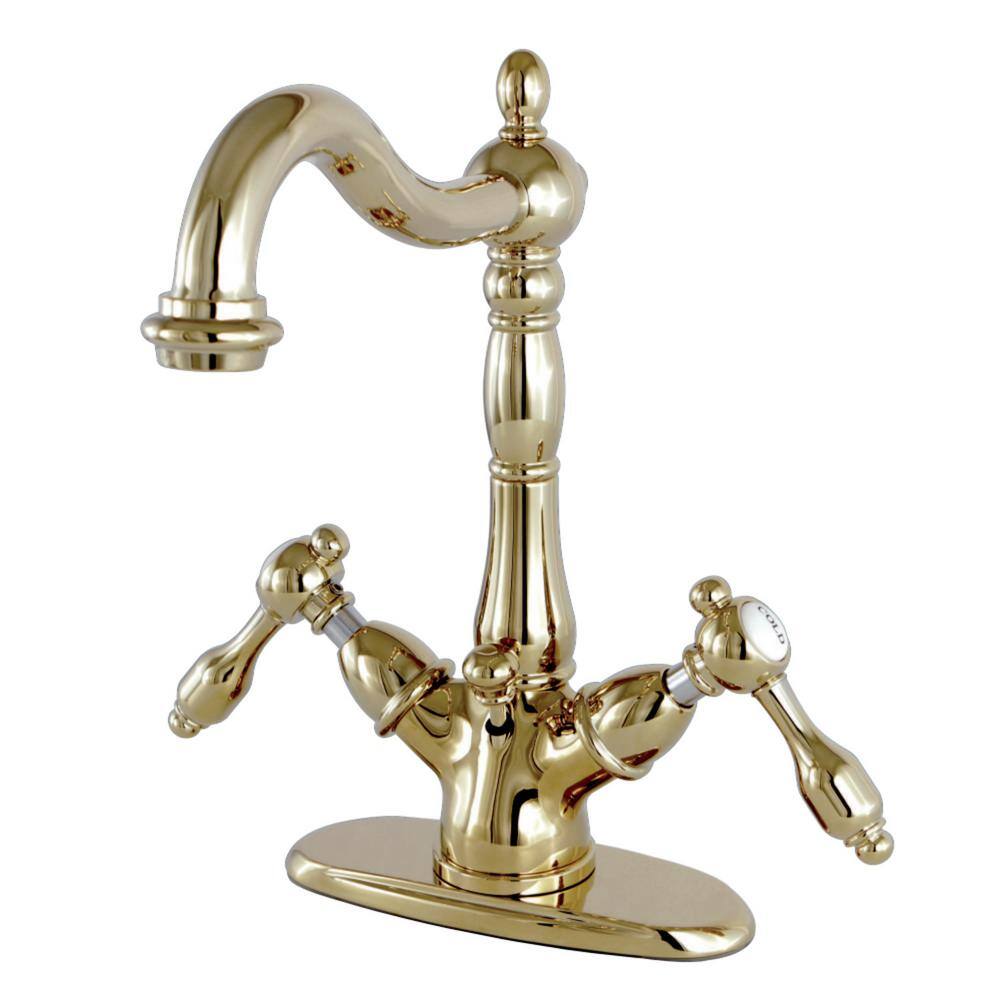 Kingston Brass Tudor Single Hole 2-Handle Bathroom Faucet in Polished ...