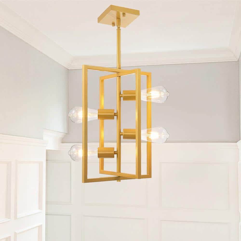 4-Light Gold Modern Geometric Metal Ceiling Light Foyer Lighting Fixture Chandelier for Dining Room Kitchen Island price history on PriceWatchPro
