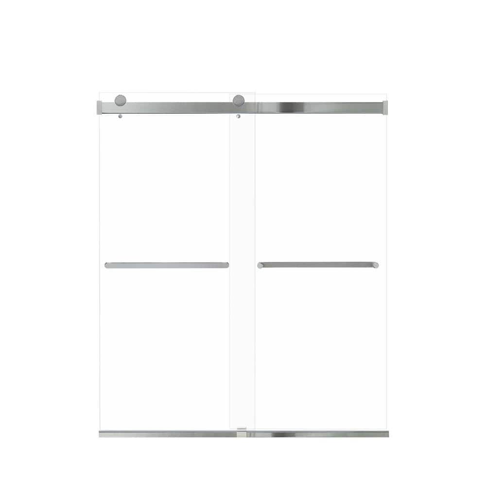 Brianna 60" Polished Chrome Frameless Sliding Shower Door with Clear Glass