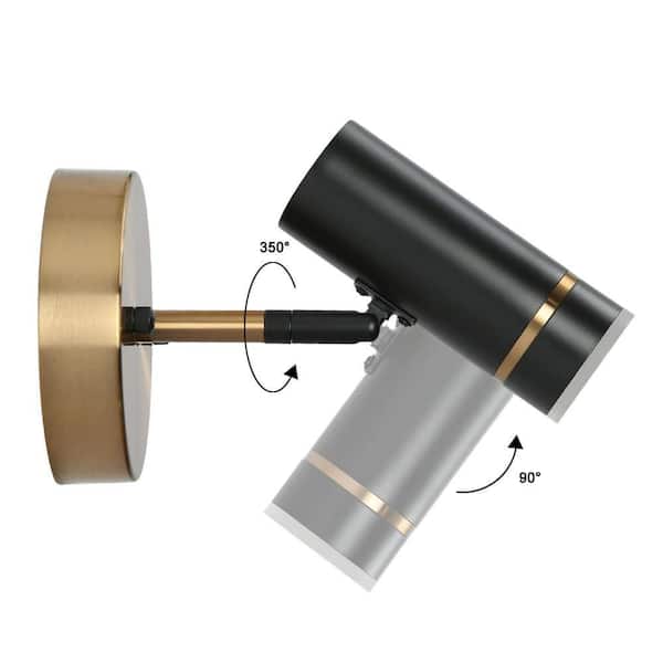 6 in. Matte Black and Brass Plated Adjustable Bathroom Vanity Light Integrated LED Bath Lighting 5-Watt Wall Sconce