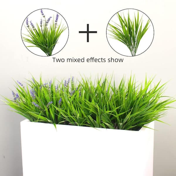 14. 1in. Green and Purple Outdoor Artificial Monkey Grass in Pot
