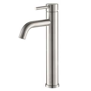 Single Handle Single Hole Tall Vessel Sink Faucet Basin Mixer Tap in Brushed Nickel