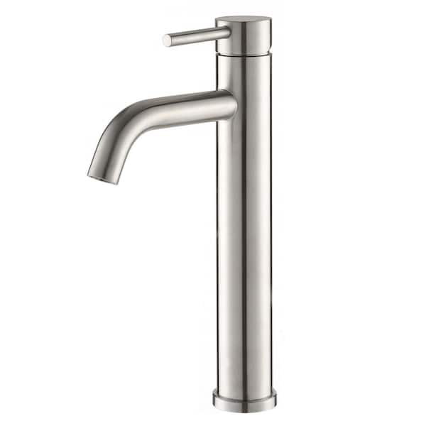 YASINU Single Handle Single Hole Tall Vessel Sink Faucet Basin Mixer Tap in Brushed Nickel