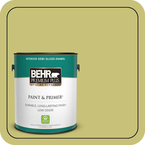 BEHR PREMIUM PLUS 1 gal. #PPU9-07 Fresh Sprout Semi-Gloss Enamel Low Odor Interior Paint & Primer