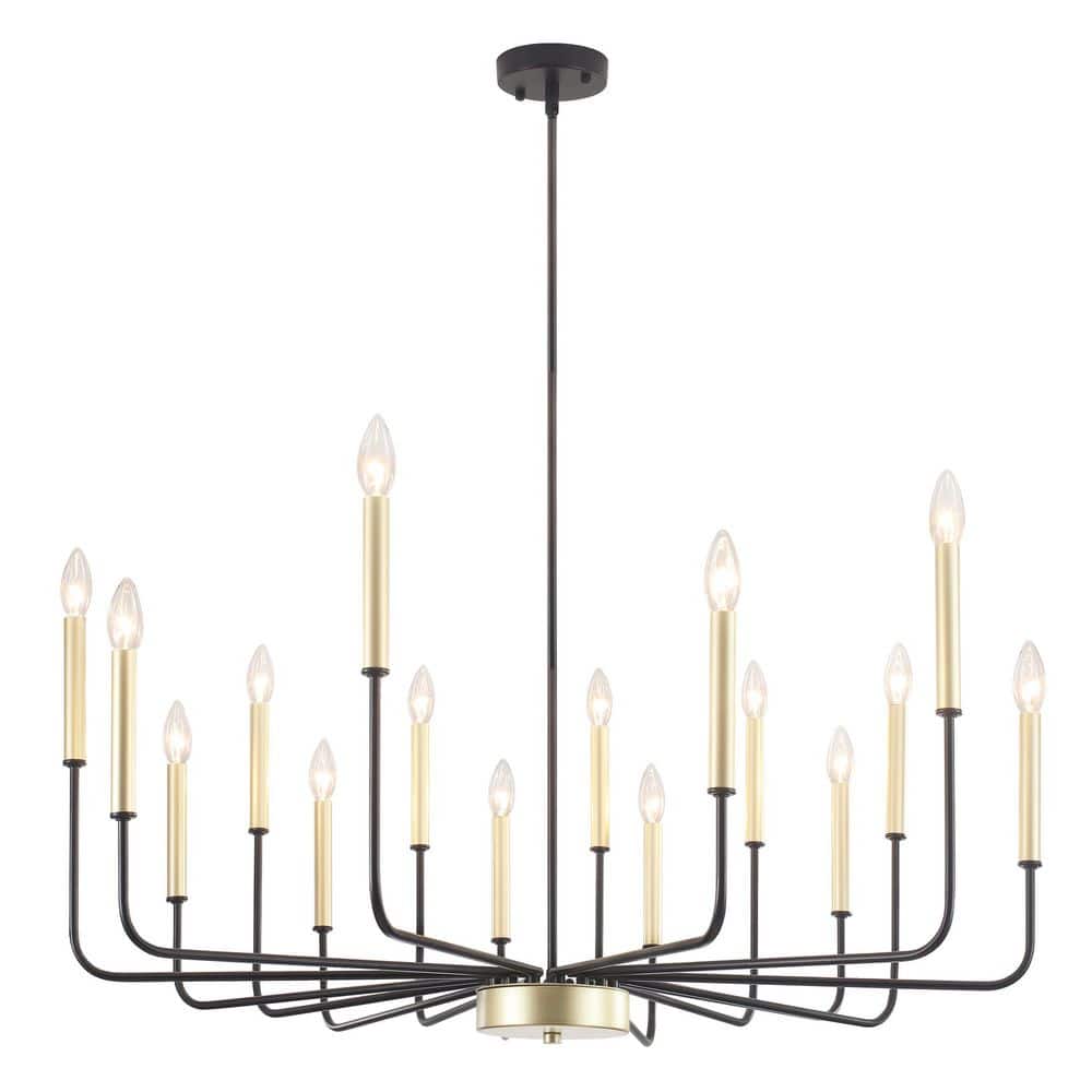 16-Light Black Gold Dimmable Farmhouse Candle Chandelier for Kitchen Island with No Bulbs Included price history on PriceWatchPro