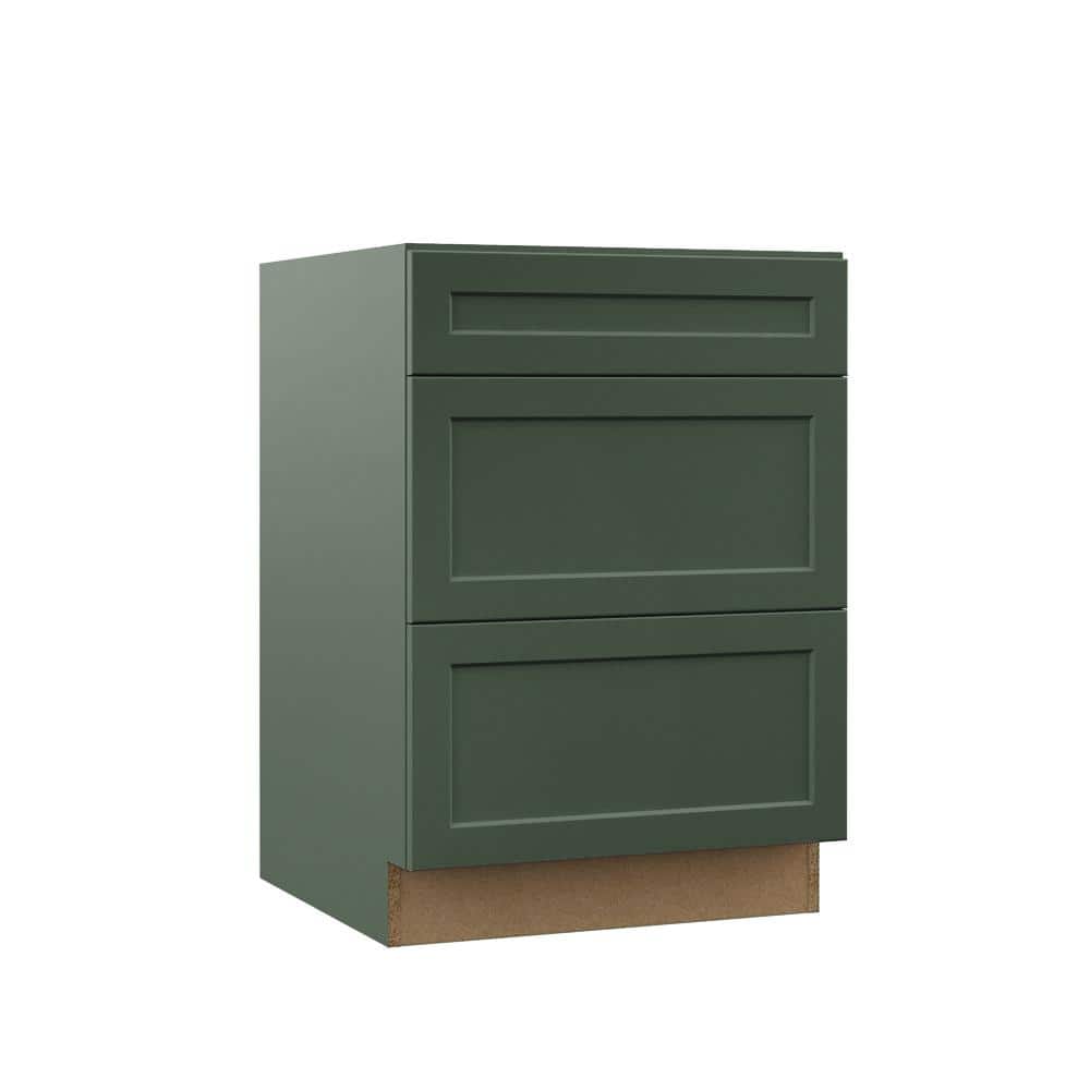 Designer Series Melvern 24 in. W x 21 in. D x 34.5 in. H Assembled Shaker 3-Drawer Base Bath Cabinet in Forest price history on PriceWatchPro