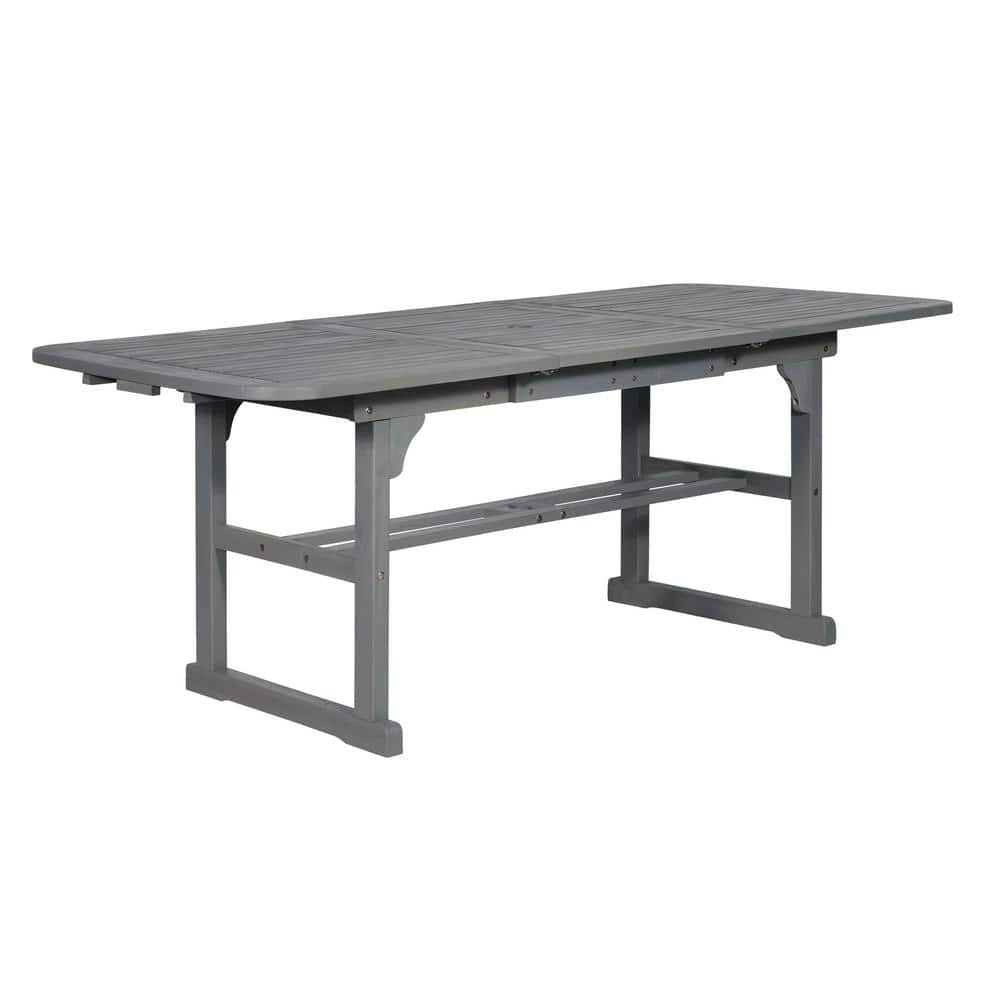 Grey Wash Acacia Wood Extendable Outdoor Dining Table
