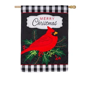 28 in. x 44 in. Merry Christmas Cardinal House Applique Flag