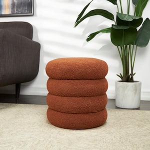 17 in. Copper Polyester Bubble Shaped Boucle Stool with Wood Frame