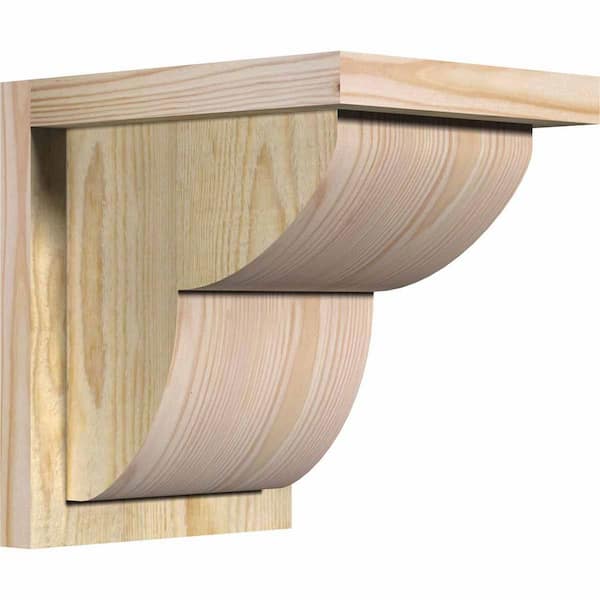 Ekena Millwork 8 in. x 10 in. x 10 in. Douglas Fir Crestline Rough Sawn Corbel with Backplate