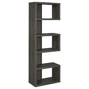 5-Shelf Semi-Backless Bookcase Weathered Grey