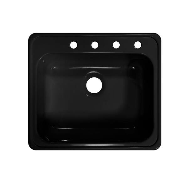 Lyons Industries Style X Drop-In Acrylic 25x22x9 in. 4-Hole Single Bowl Kitchen Sink in Black