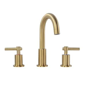 8 in. Widespread 2-Handle 3 Hole Bathroom Faucet with Pop Up Drain t in Brushed Gold