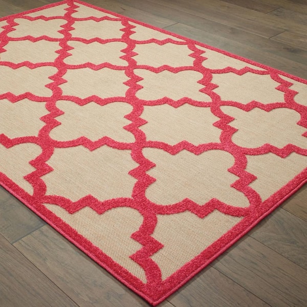 Marina Pink 10 ft. x 13 ft. Outdoor Patio Area Rug