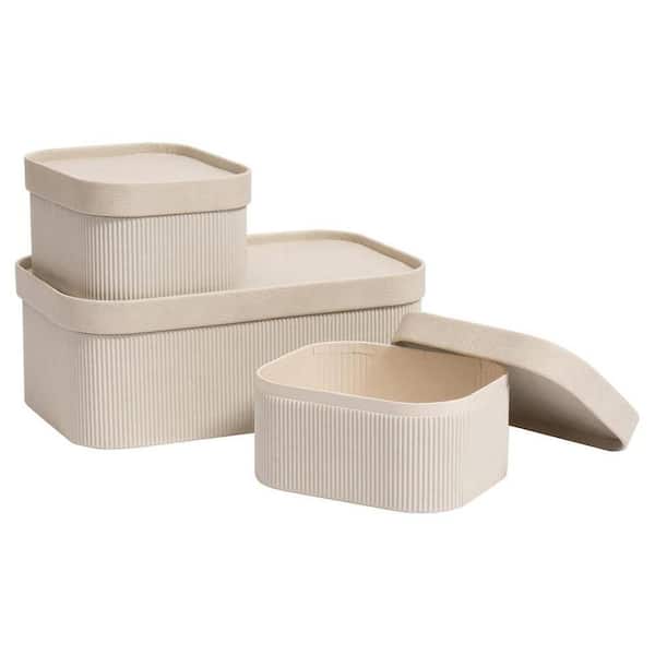 Purple 10.4 in. x 5 in. Plastic Decorative Box Set of 4 with Lid