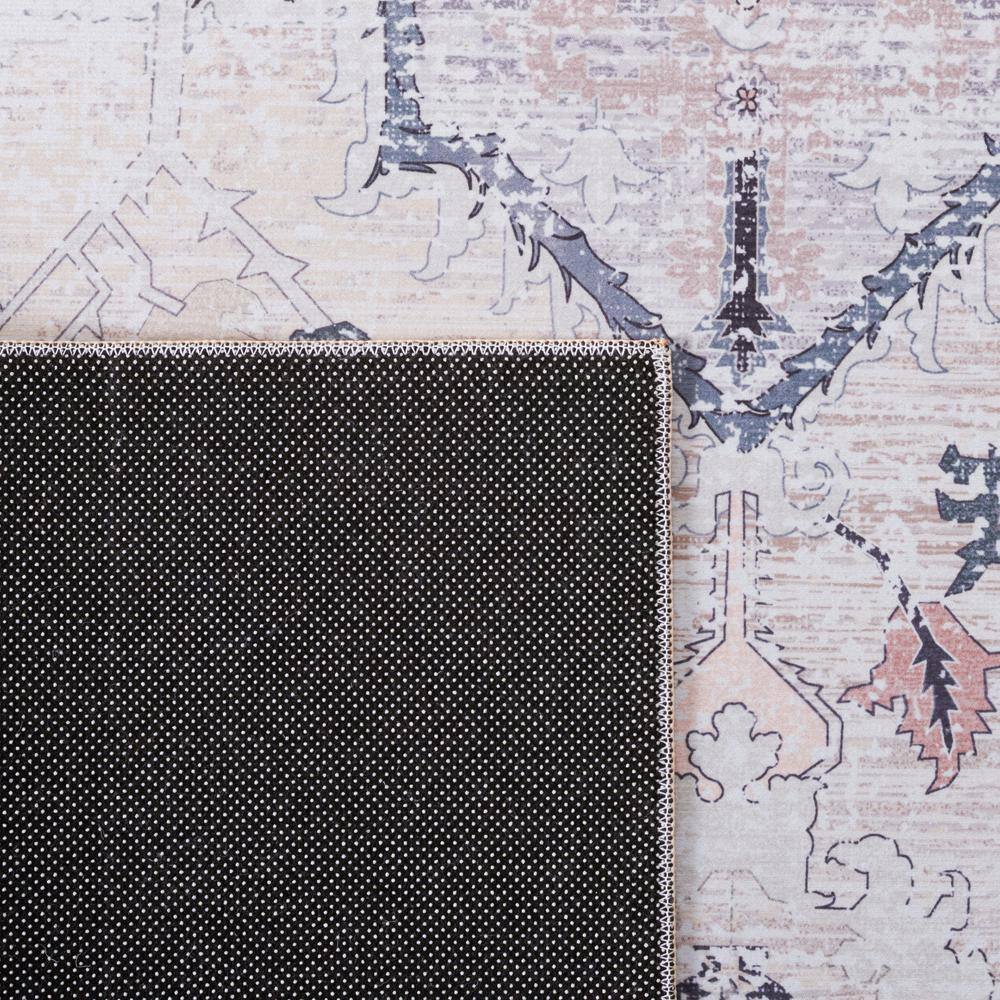 Beige and Grey 10' x 14' Washable Synthetic Rug