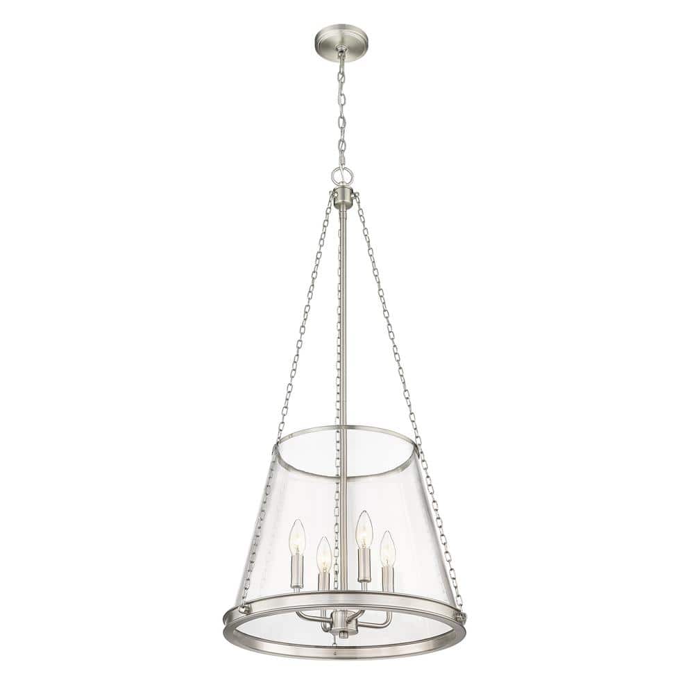 Prescott Brushed Nickel 4-Light Tapered Glass Pendant