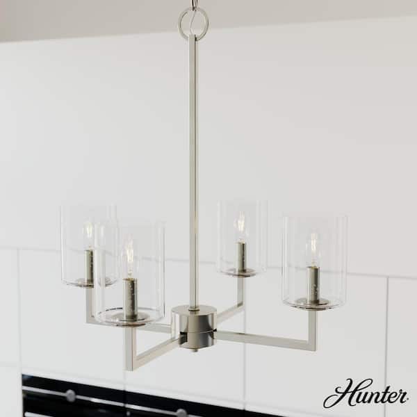 Hunter Kerrison 4-Light Brushed Nickel Island Chandelier with Clear Seeded Glass Shades
