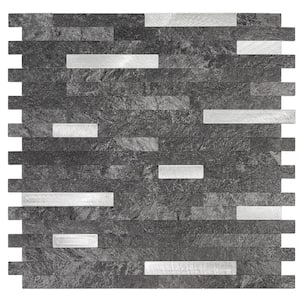 Blossom Thin Black and Silver Aluminum Subway 11.7 in. x 11.5 in. Metal Peel and Stick Tile (7.48 sq. ft./8-Pack)