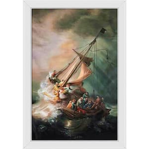 The Storm on the Sea of Galilee by Rembrandt Gallery White Framed Travel Oil Painting Art Print 28 in. x 40 in.