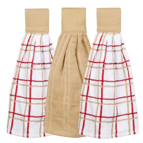 RITZ Biscotti Solid and Multi-Check Tie Towel Set (3-Pack)