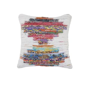 Lucia White/Multicolored 20 in. x 20 in. Soft Poly-Fill Geometric Throw Pillow