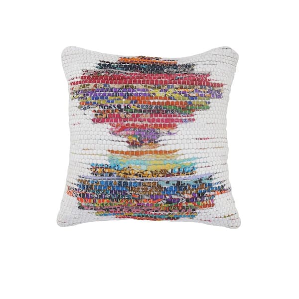 LR Home Lucia White/Multicolored 20 in. x 20 in. Soft Poly-Fill Geometric Indoor Throw Pillow