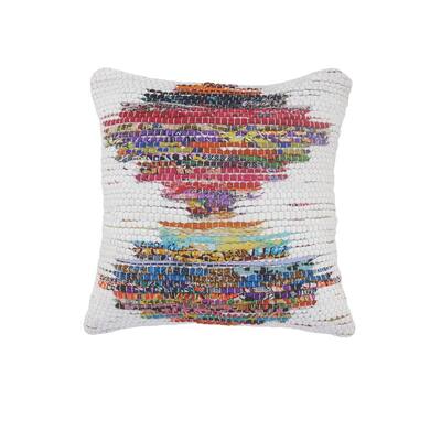 Chindi White/Multicolored 20 in. x 20 in. Soft Poly-Fill Geometric Throw Pillow