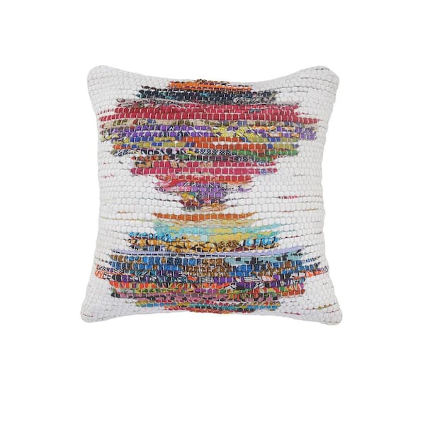 Unbranded Lucia White/Multicolored 20 in. x 20 in. Soft Poly-Fill Geometric Indoor Throw Pillow