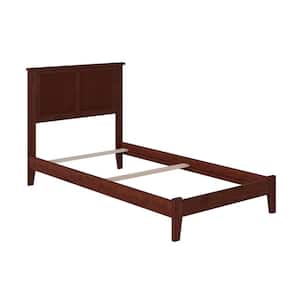 Madison Walnut Solid Wood Twin Traditional Panel Bed with Open Footboard and Attachable Turbo Device Charger