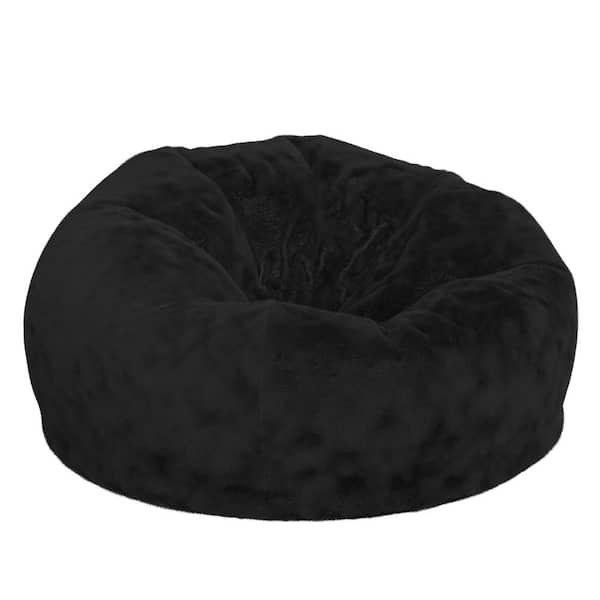 Carnegy Avenue Black Furry Fabric Bean Bag