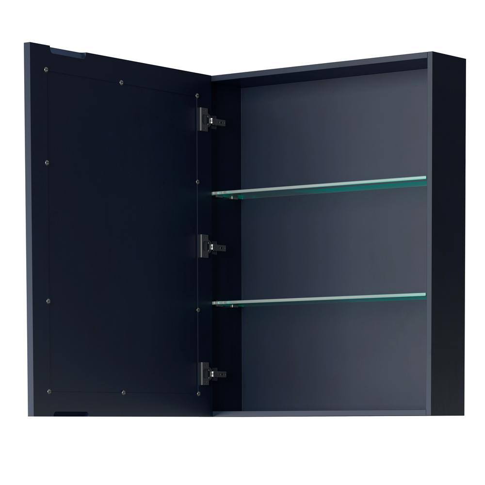 Daria 30" Dark Blue Single Bathroom Vanity with Matte Black Trim
