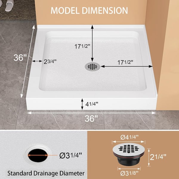 NTQ 36 in. x 36 in. Acrylic Double Threshold Corner Floor