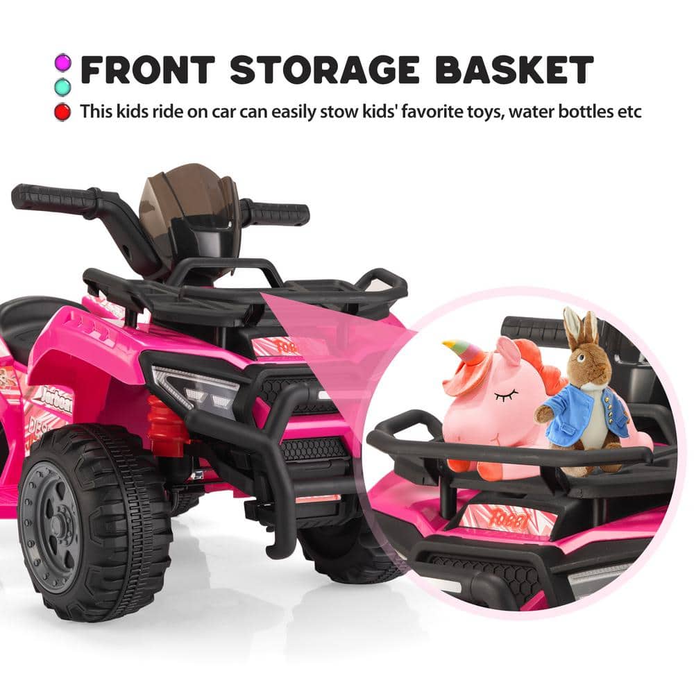 6V Pink All-Terrain Kids Quad with Music and Horn