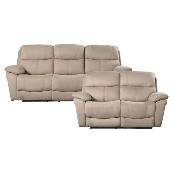 EVERGLADE HOME Mackay 154 in. W Round Arm Microfiber Rectangle Sofa in Beige with 5-Seats