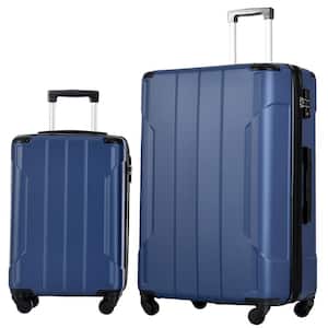 Blue Lightweight 2-Piece Expandable ABS Hardshell Spinner Luggage Set with TSA Lock and Reinforced Corner Bumpers