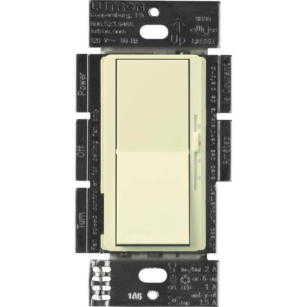 Lutron Diva 3-Speed Fan Control and Light Switch, Single-Pole/3-Way, 1.5A Fan/1A LED, Almond (DVFSQ-LF-AL)