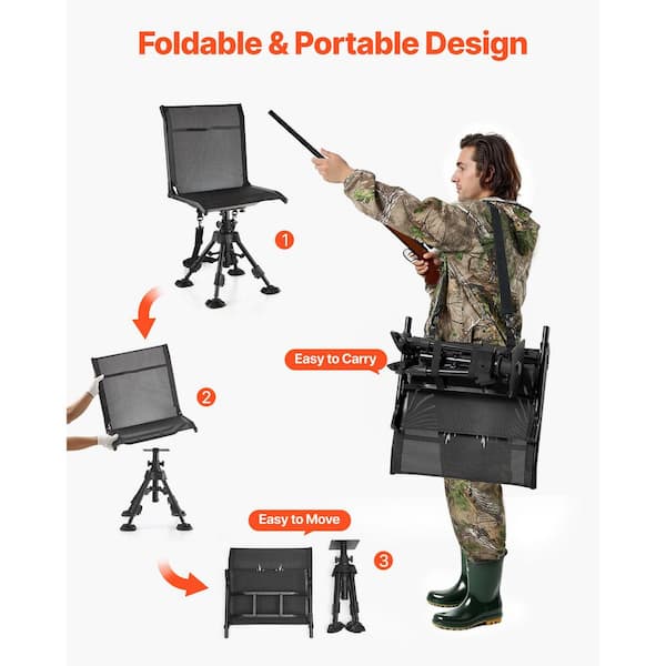 SKYSHALO 360° Silent Swivel Portable Blind Hunting Chair with