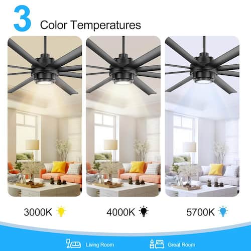 Salinas 72 in. (6 ft.) Indoor Black Windmill Industrial Ceiling Fan with Integrated LED Light, Aluminum Blade and Remote Ceiling Fans With Lights