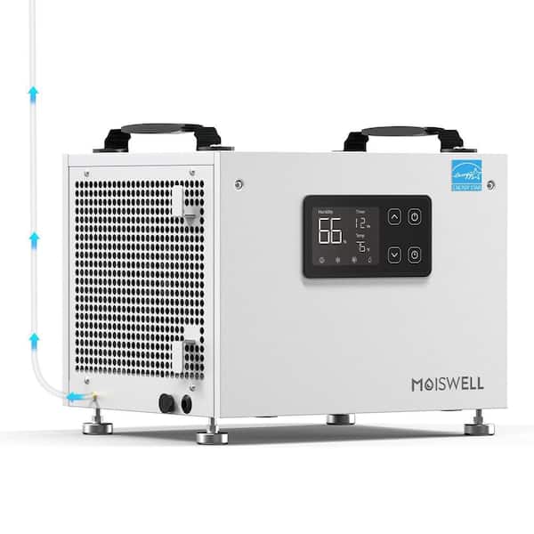 Moiswell Defender SP60 70 pt. 1,000 sq. ft. Bucketless Commercial Dehumidifier Portable with Pump for Crawlspace in White