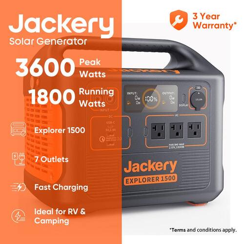 1800-Watt Output/3600W Peak Portable Solar Power Station Explorer