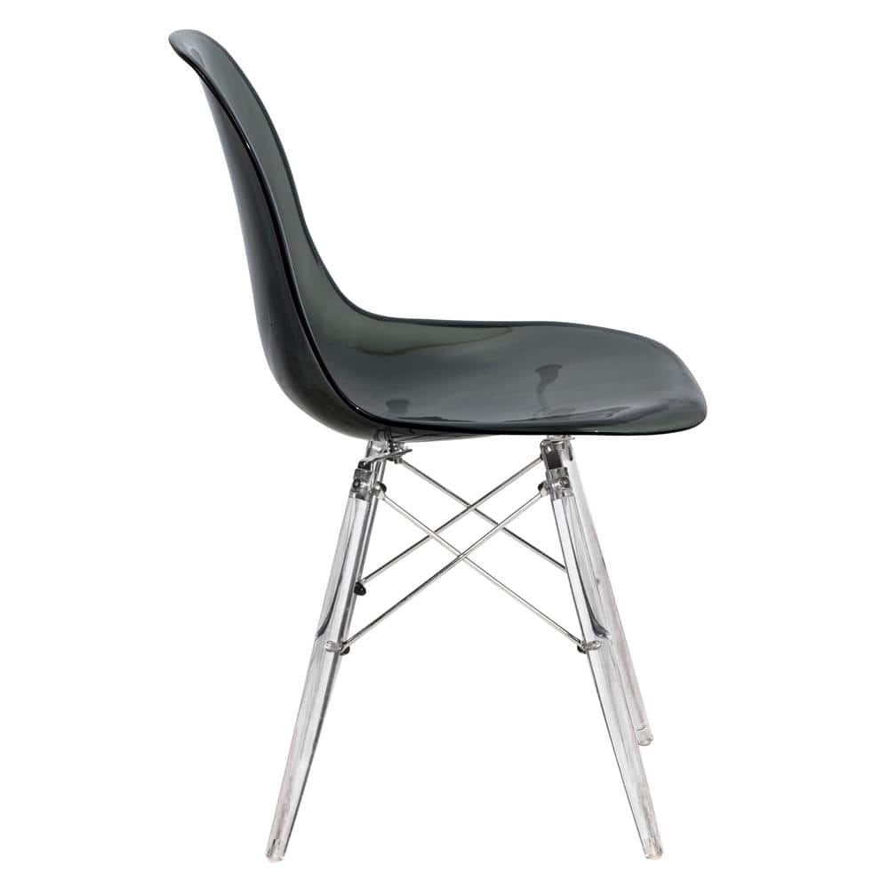 Elegant Dover Transparent Black Metal Cross Back Side Chair