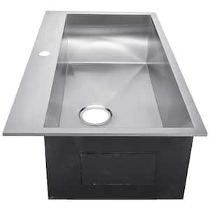 Handmade Drop-in Stainless Steel 30 in. x 18 in. x 9 in. 1-Hole Single Bowl Kitchen Sink in Brushed Finish
