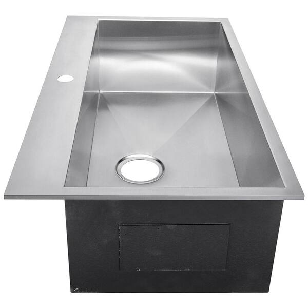 Handmade Drop-in Stainless Steel 30 in. x 18 in. x 9 in. 1-Hole Single Bowl Kitchen Sink in Brushed Finish Handmade Drop-in Stainless Steel 30 in. x 18 in. x 9 in. 1-Hole Single Bowl Kitchen Sink in Brushed Finish