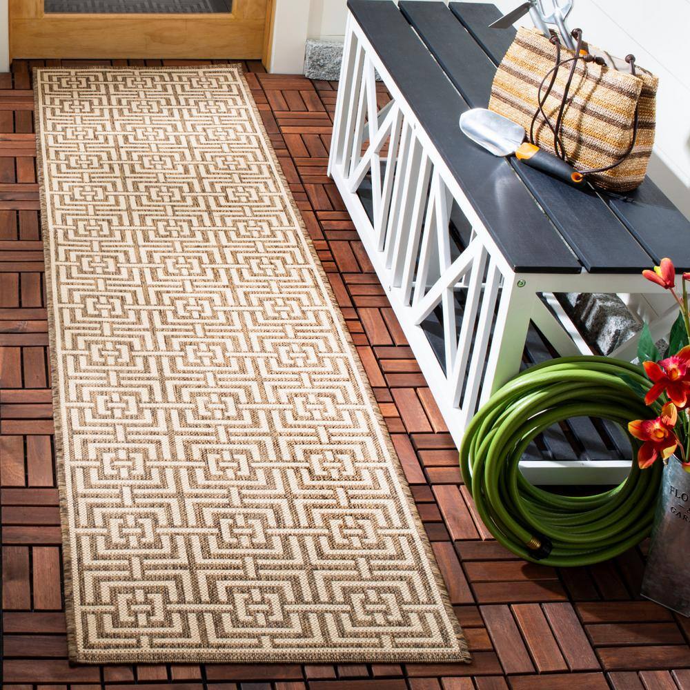 Beige and Cream Synthetic Non-Slip Area Rug 2' 2" x 6'