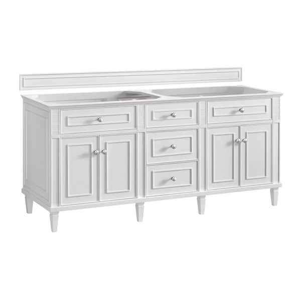 James Martin Vanities Lorelai 71.88 in. W x 23.5 in. D x 32.88 in. H Bath Vanity Cabinet without Top in Bright White