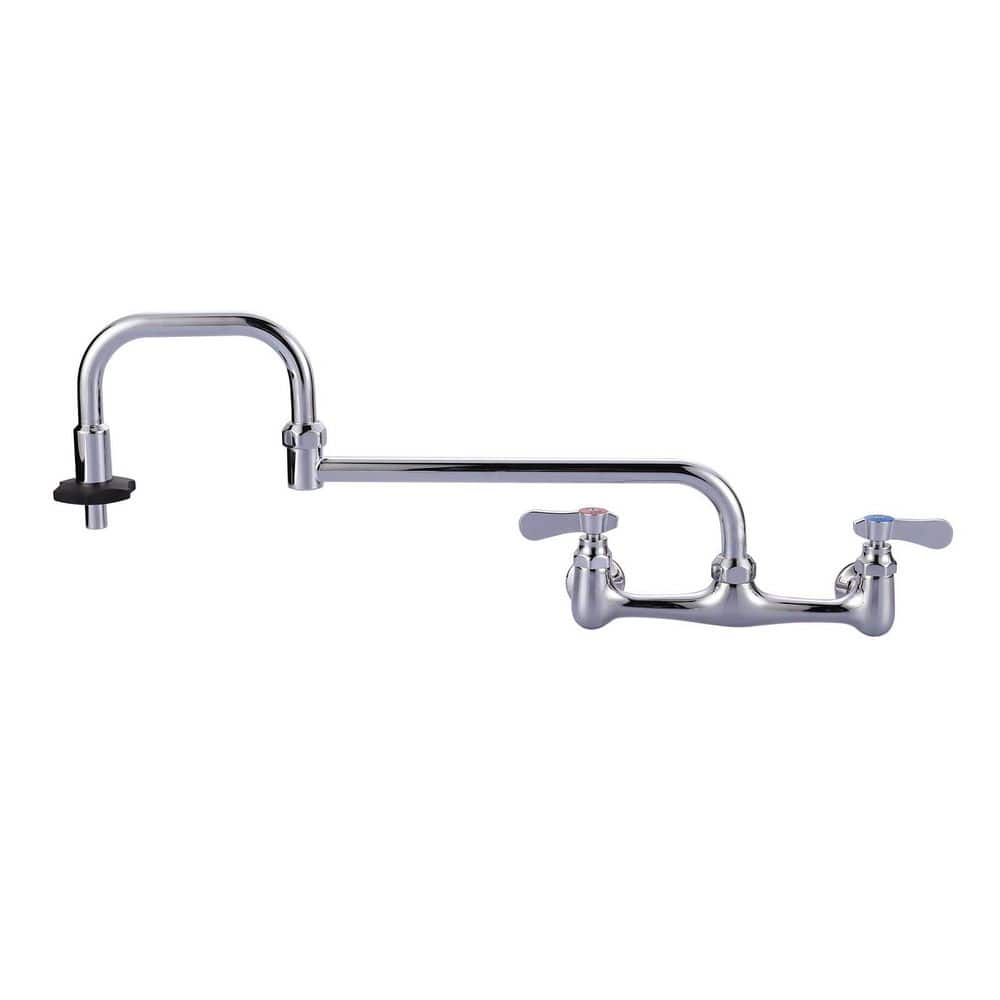 Double-Handle Wall Mounted Folding Commercial Standard Kitchen Faucet with Insulated Switch in Polished Chrome price history on PriceWatchPro