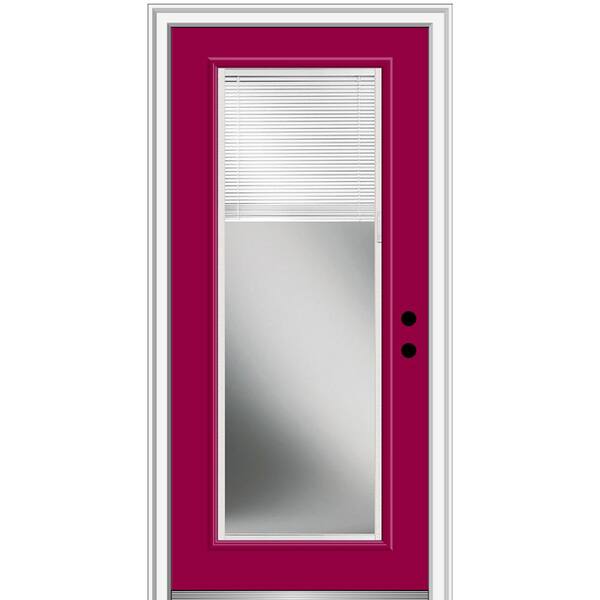 MMI Door 36 in. x 80 in. Internal Blinds Glass Left-Hand Full Lite Clear Classic Painted Fiberglass Smooth Prehung Front Door
