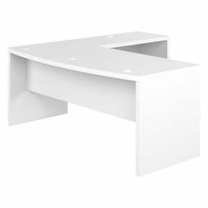 Echo 71.97 in. Bow Front L-Shaped Pure White Desk
