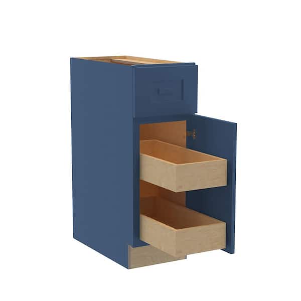 Home Decorators Collection Grayson 12 in. W x 24 in. D x 34.5 in. H Assembled Plywood Base Kitchen Cabinet in Mythic Blue with 2ROT Soft Close RH